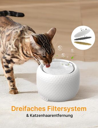 Водяний фонтанчик для котів, 1.8L, з тихим насосом та фільтром з активованого вугілля