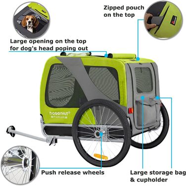 DOGGYHUT® Преміум велосипедний причіп для собак, великий, 270 л, для середніх і великих собак