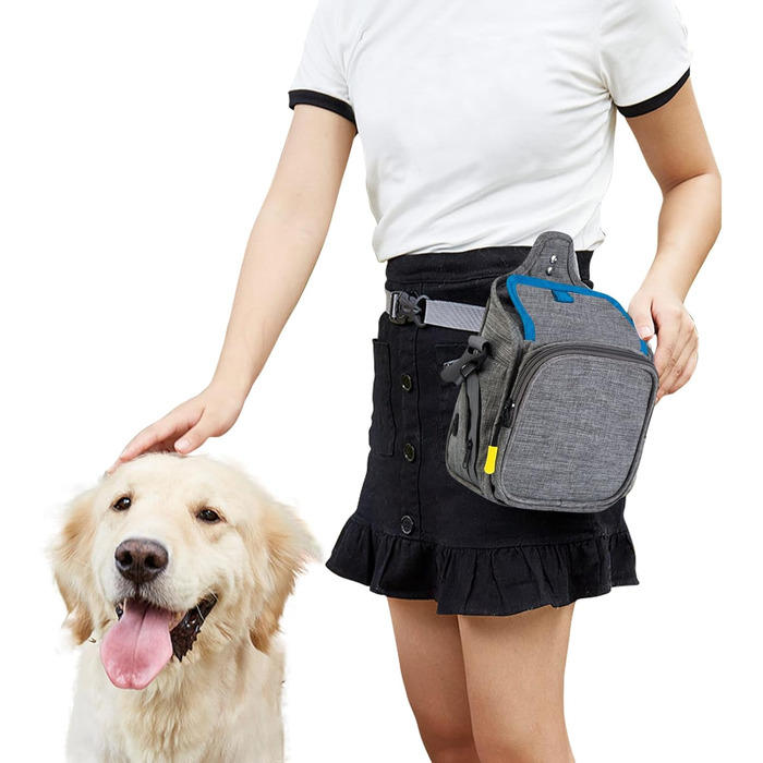 PETCUTE: Сумка для дресирування собак, зручна та міцна, з дозатором для відходів, сіра+блакитна