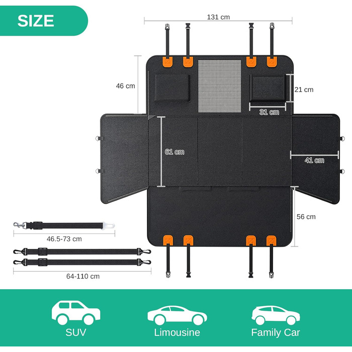 Водонепроникна автодека Dogat для собак з боковим захистом та оглядовим вікном, з кріпленням на ремінь безпеки, легко миється