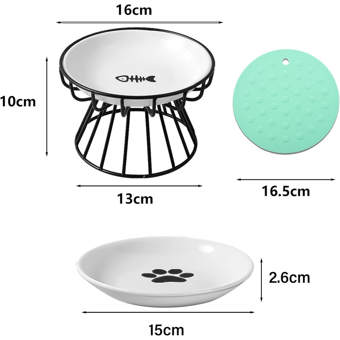 Набір мисок для котів 2 шт. з піднятою платформою, металевий каркас, анти-блювотні миски для котів та кошенят