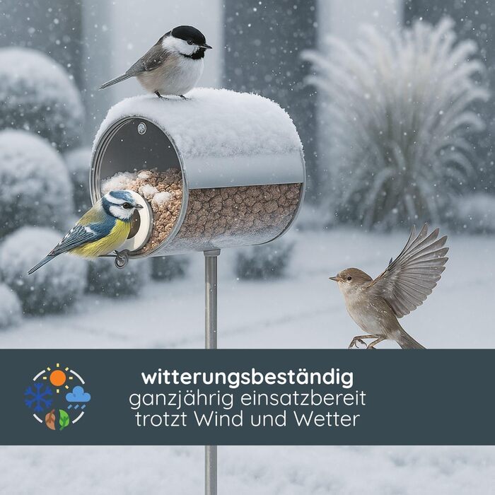 Годівниця для птахів MeLiTec з нержавіючої сталі, стояча, 150 см, 14x14 см