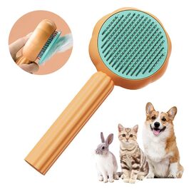 Щітка для котів та собак GeRRiT, 2-в-1 масажна щітка для грумінгу, самоочищення, для довгої та короткої шерсті, помаранчевого кольору