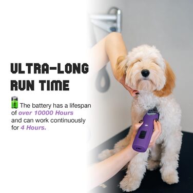 Професійна машинка для стрижки собак, 2 швидкості, ергономічний дизайн, для собак та котів, фіолетовий колір
