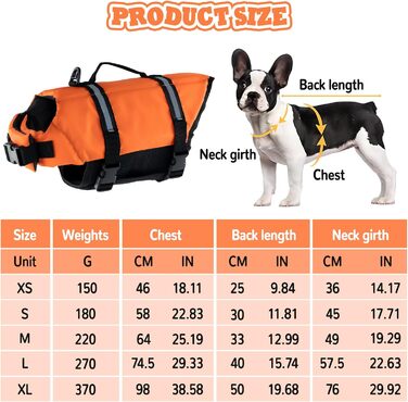 Жилет рятувальний для собак FainFun Orange, M, для малих та великих собак, регульований розмір, Ripstop, світловідбивачі