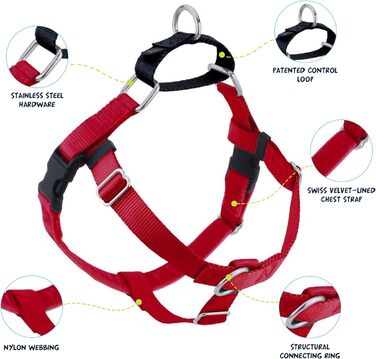 Шлейка для собак 2 Hounds Design Freiheit Wags Whiskers, проти ривків, розмір L