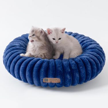 М'яке ліжко для котів MEWOOFUN 50x50 см, Marineblau (морська синя), з неслизьким дном, заспокоююче, для котів
