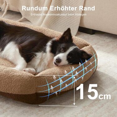 Крісло-лежанка для собак великих порід, XXL, коричневе, знімний чохол, неслизьке, з підголовником, 106x76x20 см