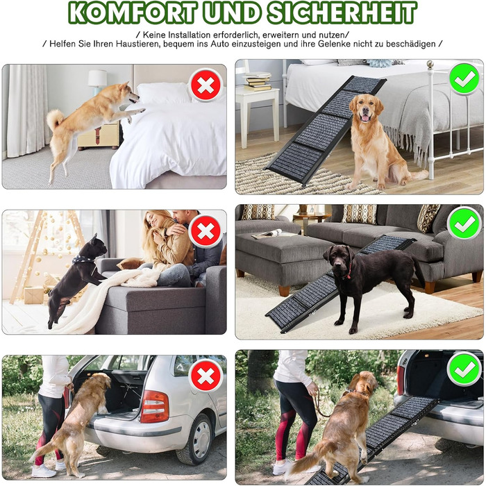 Рампа для собак у машину, складана, 160 см, з антиковзким покриттям, для легкових автомобілів, вантажівок та SUV, до 90 кг