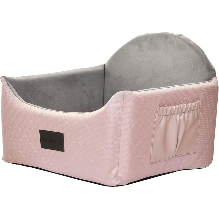 Автоматичний автокрісло для собак 2в1 | Універсальний автокрісло для собак та котів на заднє та переднє сидіння | Крісло-ліжко для собак та котів | Штучна шкіра, плюш | 48 x 48 см (Рожевий)