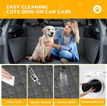 Захист для багажника автомобіля для собак: водовідштовхуючий і стійкий до подряпин килимок з захистом бокових панелей та краю багажника. Легкий у догляді та міцний.