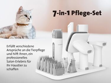 Набір для грумінгу тварин Molly&Cody SAMSON 7-в-1: машинка для стрижки, пилосос для шерсті, 6 насадок. Для собак та котів.