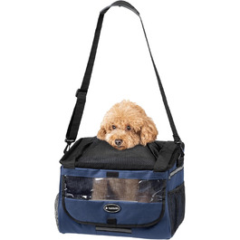 Корзина для собак Navaris на велосипед - перевезення собак до 10 кг, з додатковими кишенями, блакитна