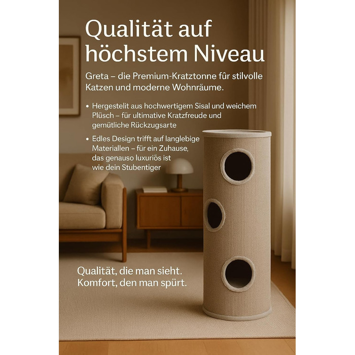 Кігтеточка для котів Flamingo Greta L, 100 см, діаметр 38 см, сизаль та плюш, велика
