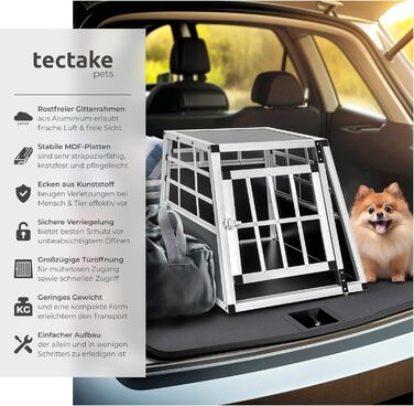 Транспортна переноска для собак tectake®: алюмінієва переноска для авто та дому, 54 x 69 x 50 см