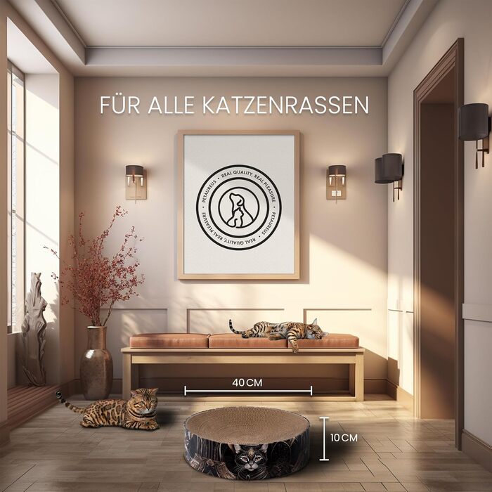 Кігтеточка для котів Petaureus Zylinder | Стильна та екологічна | Ø 40 см | Змінний вкладиш з переробленого картону