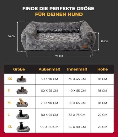 Ортопедичне ліжко для собак Deluxe Exklusiv XS (50x70 см) з Memory Foam, антиковзаючою основою, можливостю прання, колір антрацит, Made in Germany