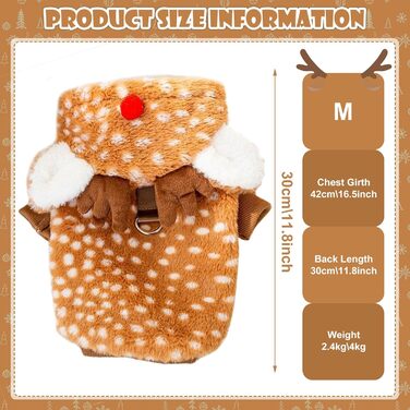 Костюм для тварин на Різдво: костюм для котів та собак (Elch M)