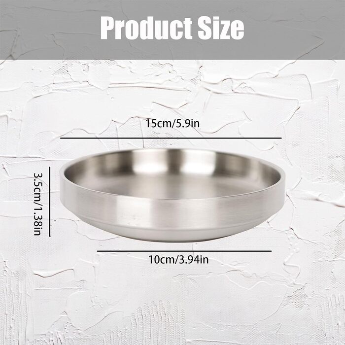 Миски для котів з нержавіючої сталі, 2 шт. - миски для сухого та вологого корму, срібні