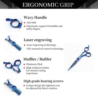 Набір професійних ножиць для грумінгу собак 6 дюймів: прямі та розріджуючі ножиці для догляду за шерстю