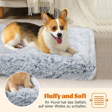 М'яке ліжко для собак, пухнасте килимок, ліжко-матрац для собак, омбре сірий, 75x50x8 см