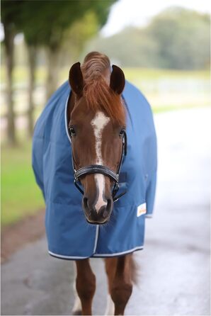 Водонепроникна поводовкова накидка для коней Marengos by Bucas Freedom Turnout 600D з підкладкою та перехресними ременями, Navy/Beige, 155 см