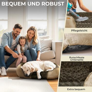 М'яке ліжко для собак - подушка, корзина, ліжко для маленьких собак, диван, миється, не слизьке, наповнювач PP-бавовна та подрібнений пінопласт, коричневий S