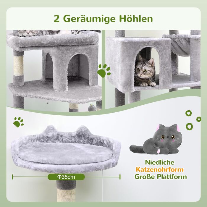 Дряпальня для котів Globlazer XXL, чорно-червона, 183 см, з будиночком, гамаком, платформами, кошиком, для великих порід (Maine Coon, BKH)