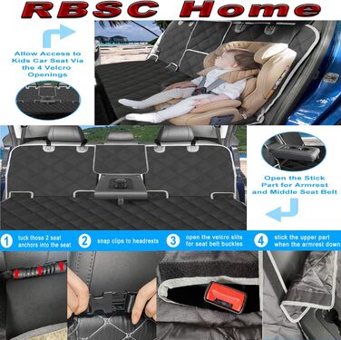 Водонепроникний чохол на заднє сидіння RBSC Home, сірий, 142 см, для авто, пікапів, джипів і SUV – міцний, не ковзає