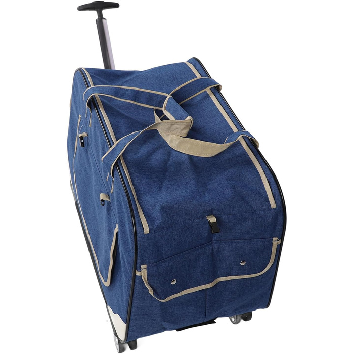 Транспортна переноска для собак, складана, велика, з колесами та телескопічною ручкою, для котів та собак до 17,5 кг (BLUE)