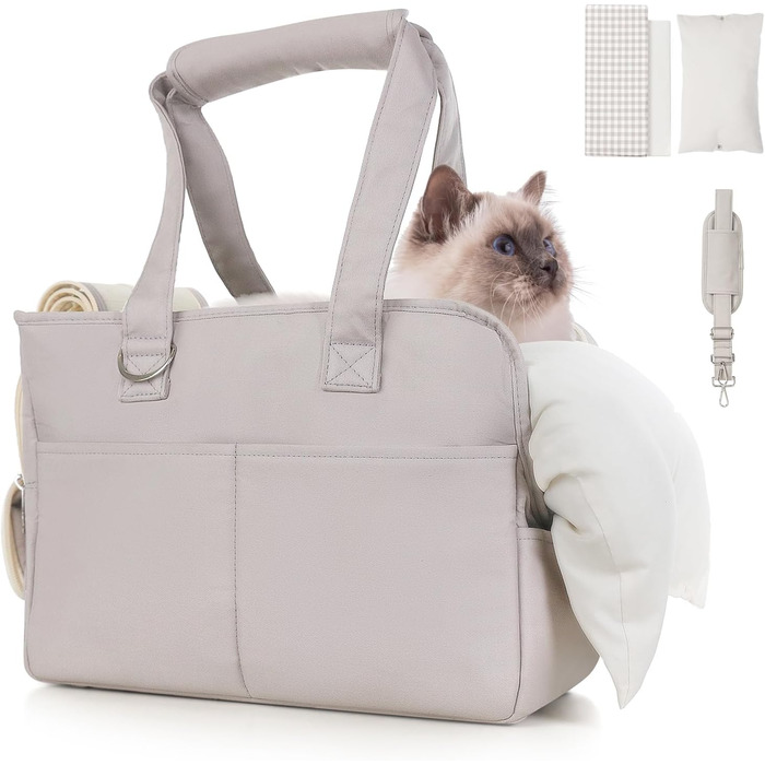 Транспортувальна сумка для собак і котів, м'яка, складна, для маленьких і середніх котів, цуценят до 6,8 кг, сіра
