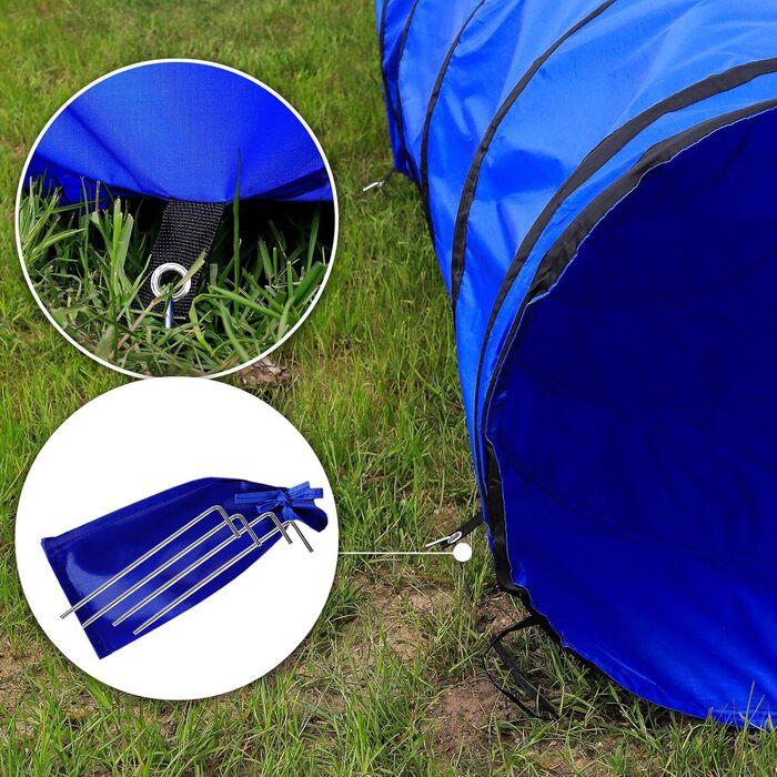Туннель для собак Lionto Outdoor – іграшка для собак великих та малих порід, 500x60 см, тунель для дітей з міцного матеріалу, тунель для аджиліті з сумкою, (блакитний, (S) 200x40 см)