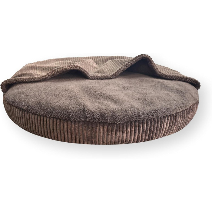 Ліжко для собак 4L Textil Vigo з капюшоном, печеринка для собак, ковдра, корзина для собак, спальний мішок для собак, корзинка для собак, матеріал: Cord, середні породи собак, з ковдрою (Темно-коричневий, L 90 x B 90 x H 12 см)