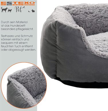 Крісло-лежанка для собак ESTEXO, лежанка для тварин, м'яке гніздо для собак, 60x48x18 см, темно-сірий/сірий колір