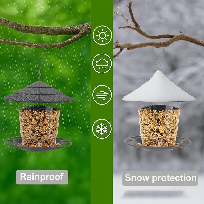Годівниця для птахів вологостійка – годівниця для підвішування з гачком, прозора годівниця для балкона та саду, годівниця для диких птахів