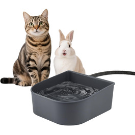 Підігріваний годівник для води для кроликів, котів, собак та птахів (1 л), сірий
