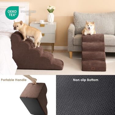 Сходинки для собак EHEYCIGA: 50 см, 4 сходи, з антиковзким покриттям, для маленьких собак, сірий (50 x 40 x 72 см)