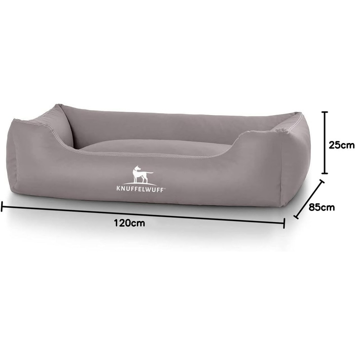 Лежак для собак Knuffelwuff Sidney XXL 120x85 см сірий, знімний чохол, штучна шкіра, легке очищення, для великих і малих собак