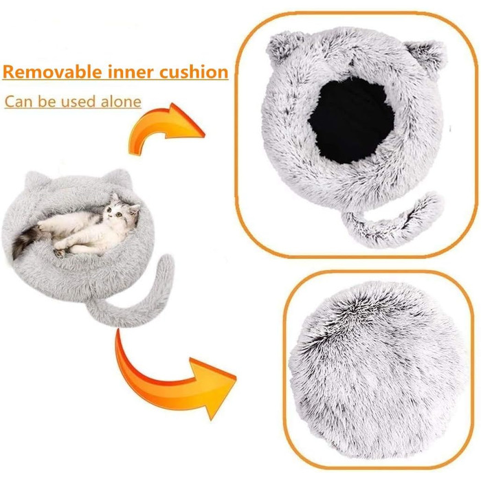 Крісло-гніздо для котів та собак, плюшеве, 55 см, сіре. Зручне ліжко для кота та собаки, антиковзаюче, миється
