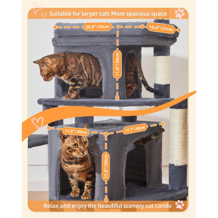 Драбина для котів Taoqimiao MS032G XXL - велика, для дорослих, з металевою гамаком, сірий