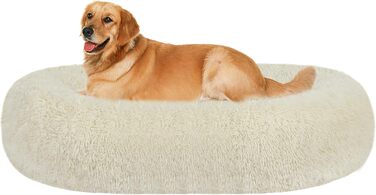 Ортопедичне ліжко для собак, кругле, м'яке, для котів та собак, ліжко-лежанка, кошик, 100 см, бежеве