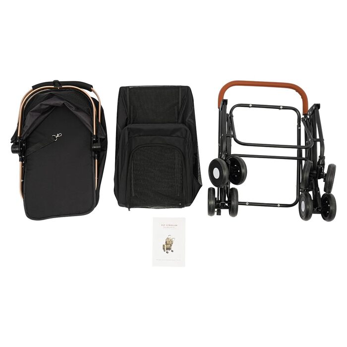 Візок для собак та домашніх тварин 3 в 1, чорний: Buggy для собак до 35 кг, складний, з переносною сумкою та сітковими віконцями