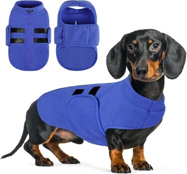 Теплий зимовий пуловер для собак Queenmore: флісова куртка, жилетка для дрібних порід (такса, чихуахуа, бульдог), блакитний, XS