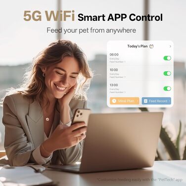 Автоматична годівниця для котів та малих собак PETULTRA з Wi-Fi 5GHz, керування через додаток, чаша з нержавіючої сталі