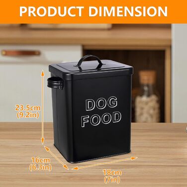Контейнер для корму для собак, 5л, з кришкою та мірною ложкою, герметичний, білий, для сухого корму, снеків, для дому (441-Dog-Black)