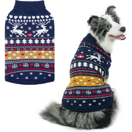 Пуловери для собак PUPTECK: теплі зимові пуловери для малих, середніх собак та цуценят. Зимовий одяг для собак, теплий, кольоровий, класичний, синій.