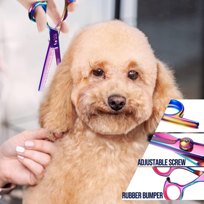 Набір професійних ножиць для грумінгу собак Gimars 4CR, 5-в-1, з титановим покриттям та безпечними закругленими кінцями