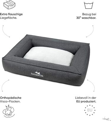 FREUDENTIER® Ортопедичне ліжко для собак | M-XXL | Прачне та легке у догляді | Преміум якість, Made in Europe | Для великих, середніх та маленьких собак (L 100x70cm)