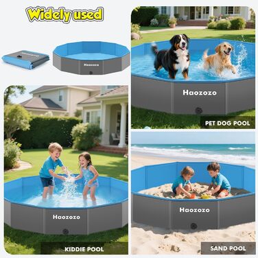 Басейн для собак складний 120x30 см, міцний PVC, для великих порід, з антиковзким дном - ідеальний для саду та пляжу