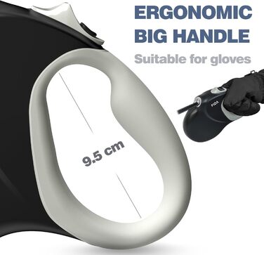 Рулетка для собак Fida 8м, чорна, до 50 кг, 2025